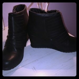 2 Lips Too Black Wedge Booties